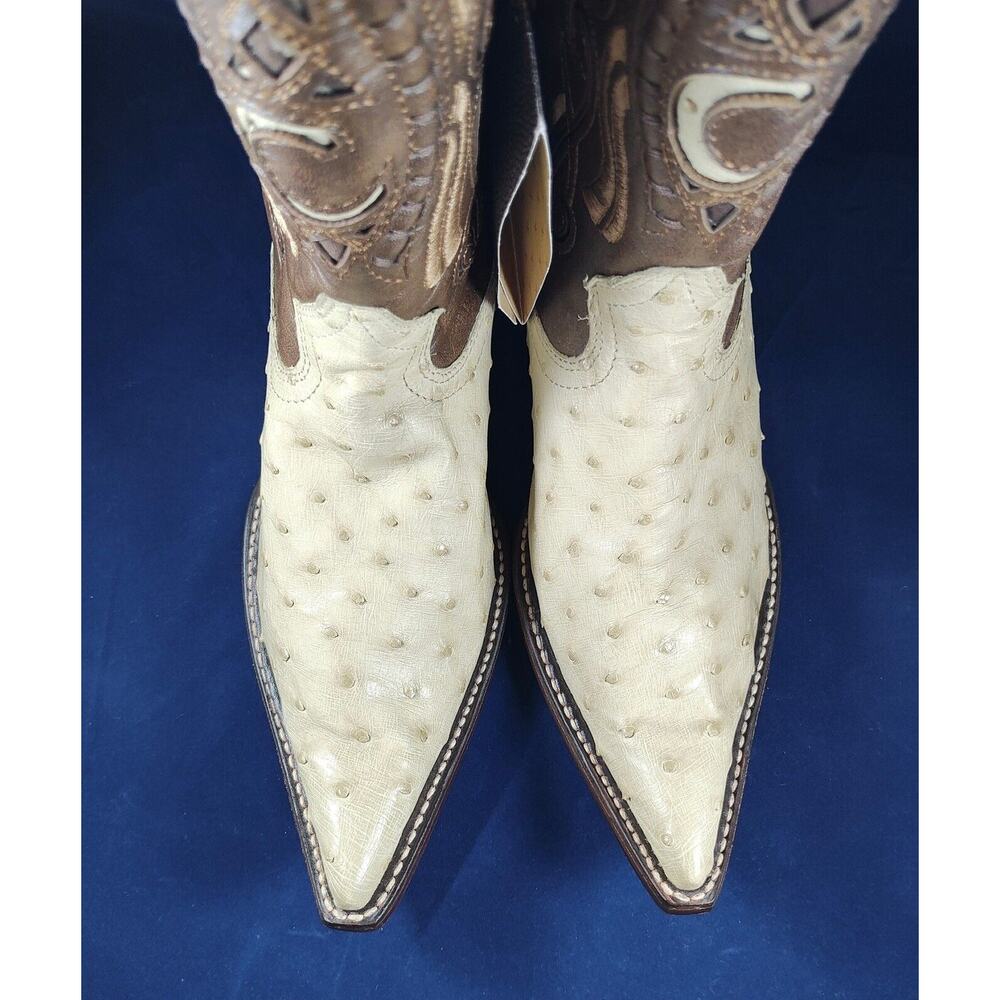 Beige Cuadra Exotic Full Quill Ostrich Mens Western Boots Size 8.5